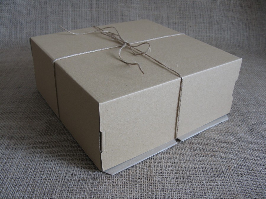 Коробка для торта, чизкейка 25х25х10 см Крафт ретро